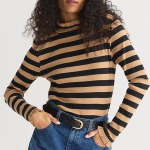 Jcrew Vintage Rib Ruffle Mockneck Tee